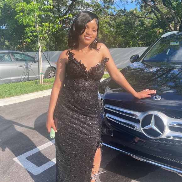 elegant black sequin dress Elegant Black Mermaid Long Prom Dress Fashion Evening Gown main image 1